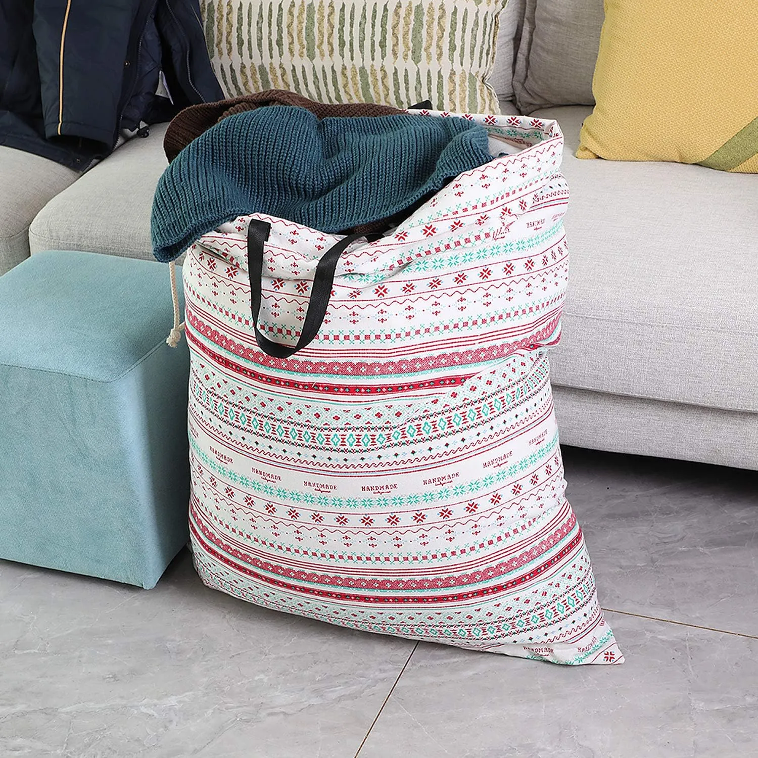SWISSELITE Laundry Bag with Handle and Drawstring, Large Heavy Duty Laundry Bag, 28 x 40 Inches Travel Dirty Clothes Bag for Laundromat and Household