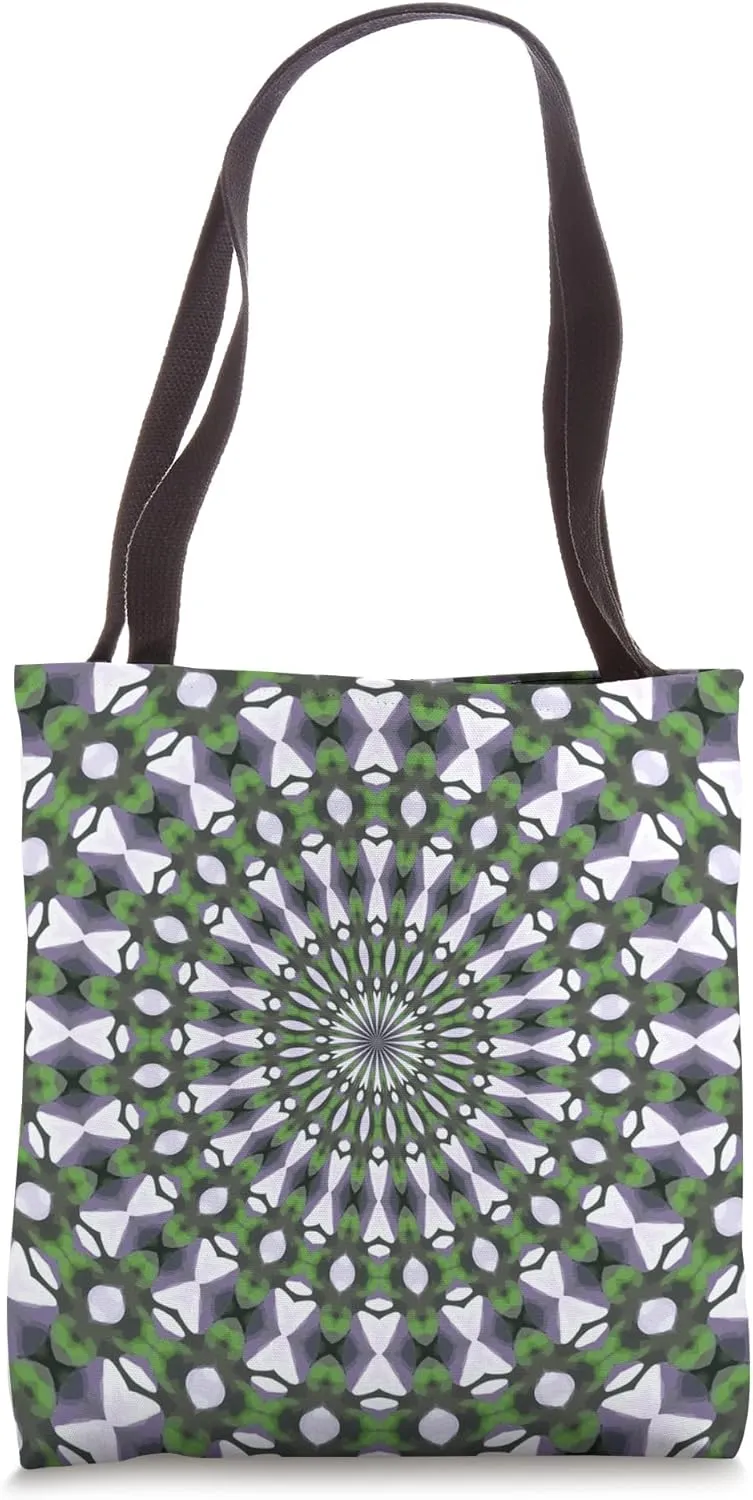 Symmetrical Geometric Design 12 Green Blue White Tote Bag