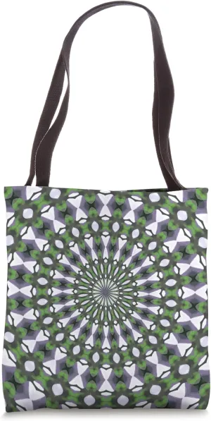 Symmetrical Geometric Design 12 Green Blue White Tote Bag