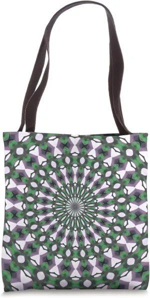 Symmetrical Geometric Design 13 Green Purple White Tote Bag
