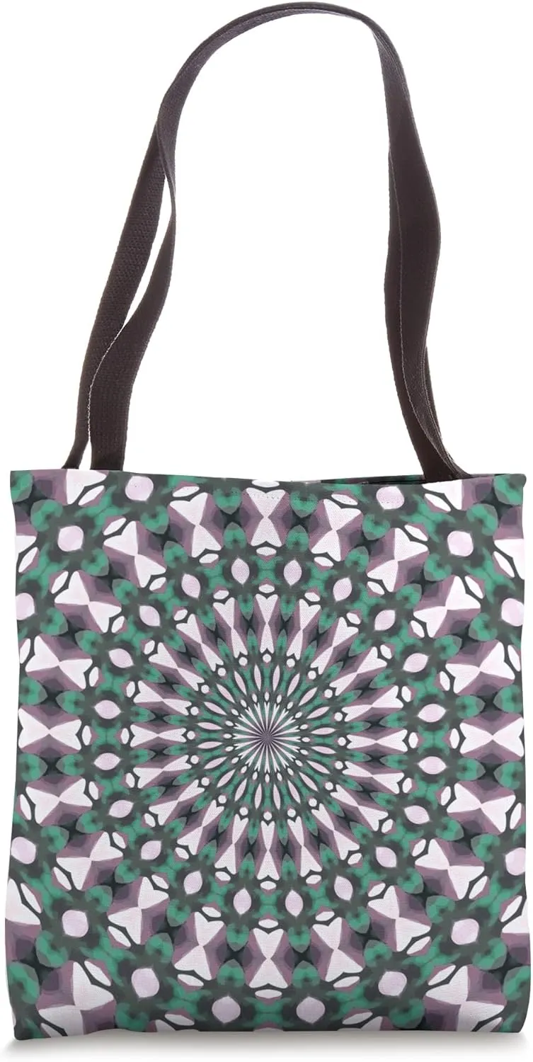Symmetrical Geometric Design 14 Turquoise Purple White Tote Bag