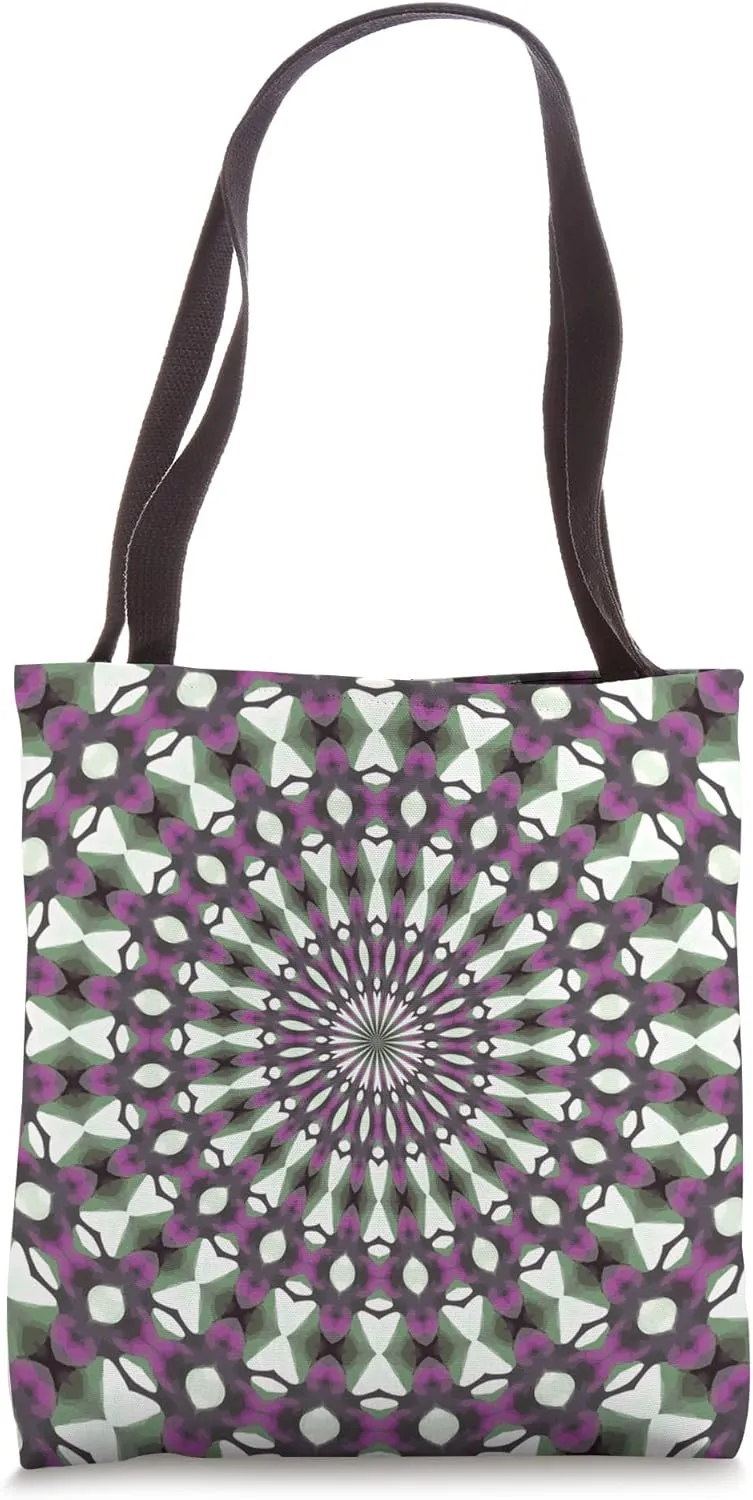 Symmetrical Geometric Design 7 Magenta Grey White Tote Bag