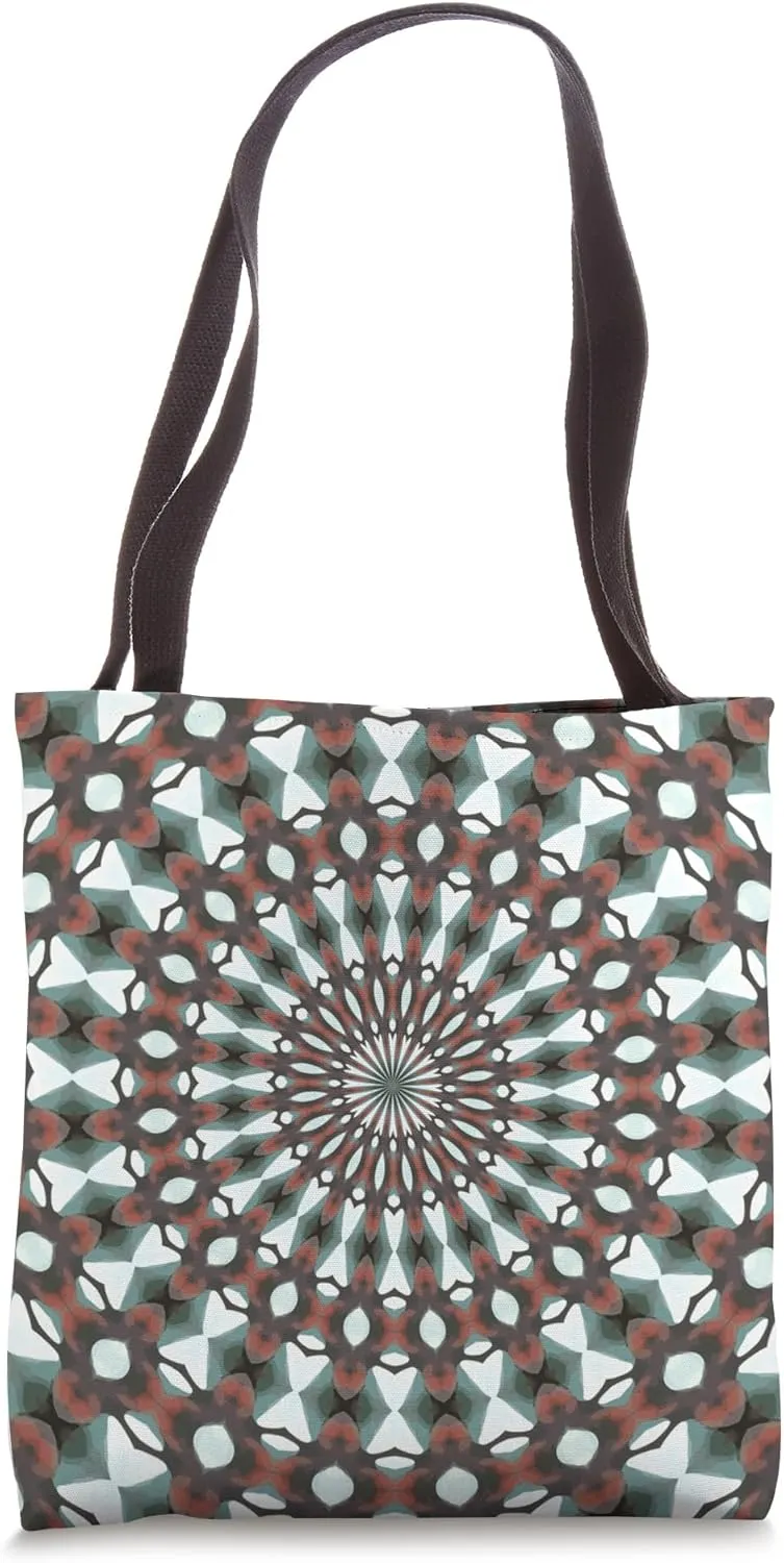 Symmetrical Geometric Design 9 Red Grey White Tote Bag