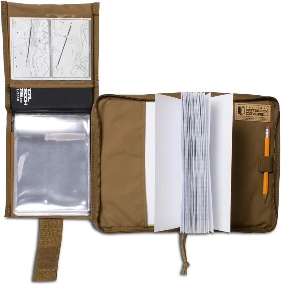 Tactical Notebook Covers | Commander's TAM Field Book Cover | Trifold Design with Removable Map Case & Vinyl Page Protector Booklet | Fits Army Green Book NSN 7530-00-222-3521