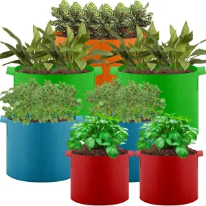 Tanlade 7 Pack Colorful Plant Grow Bags 10 7 5 3 Gallon Reinforced Fabric Pots with Durable Handles Tomato Garden Planter Bags Grow Containers for Vegetable Flower