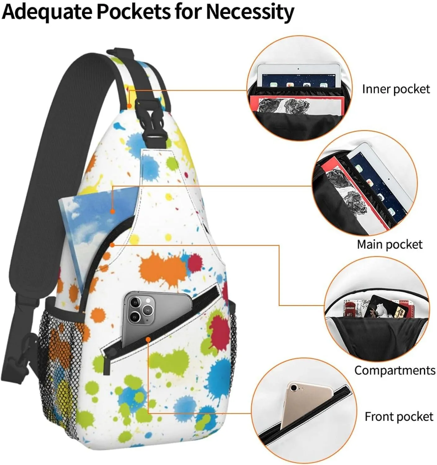 Tartan Plaid Scottish Green Cage Sling Bag Adjustable Crossbody Bag Casual Chest Bags Travel Shoulder Backpack