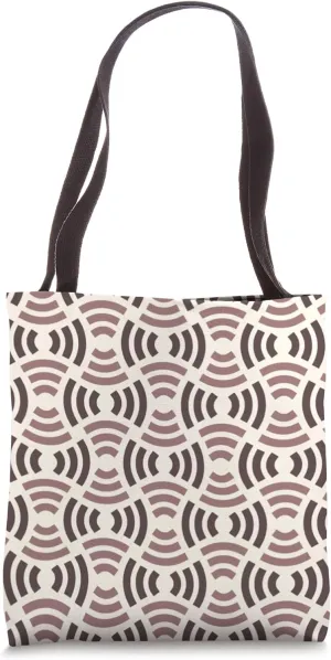 Taupe Mocha Ivory Arcs Stacked Halves Mid-Century Pattern Tote Bag