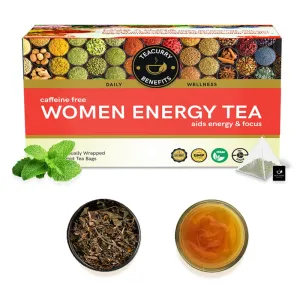 TEACURRY Women Energy Tea - 30 Tea Bags | Increase your Energy and Alertness | Energy Booster Tea, Herbal Energy Tea, Detox Energy Tea, and Energy Green Tea | Herbal Tea for Energy
