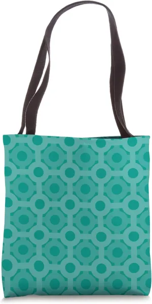 Teal Turquoise Circles Lines Hexagonal Oceanic Pattern Tote Bag
