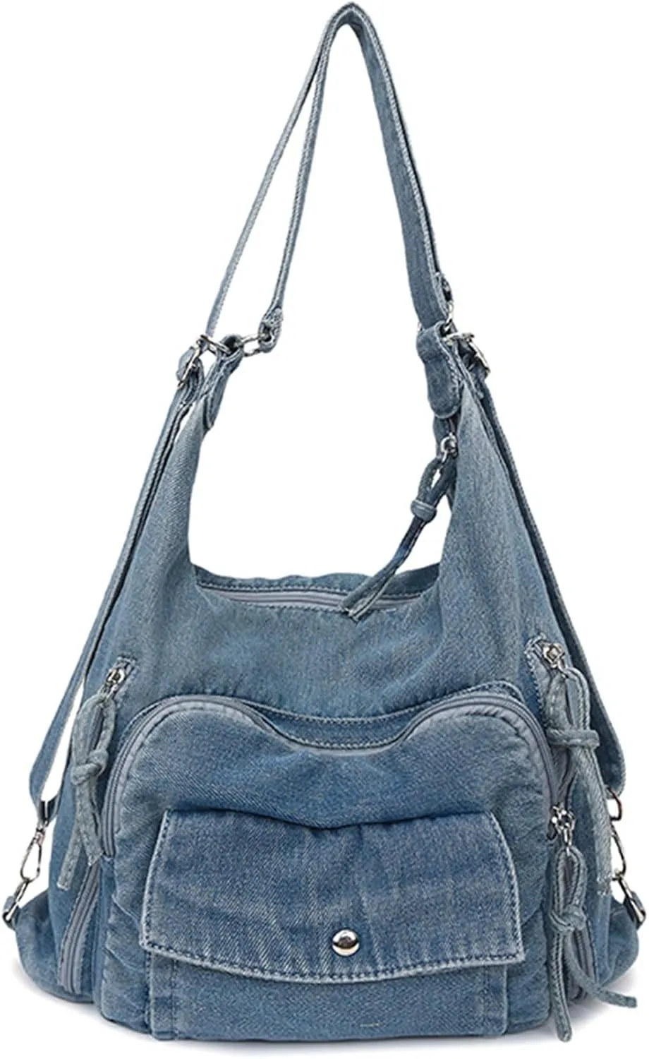Teclado Denim Backpack Casual Crossbody Bag Messenger Bag Shoulder Bag Hobo Bag Travel Daypacks (Blue)