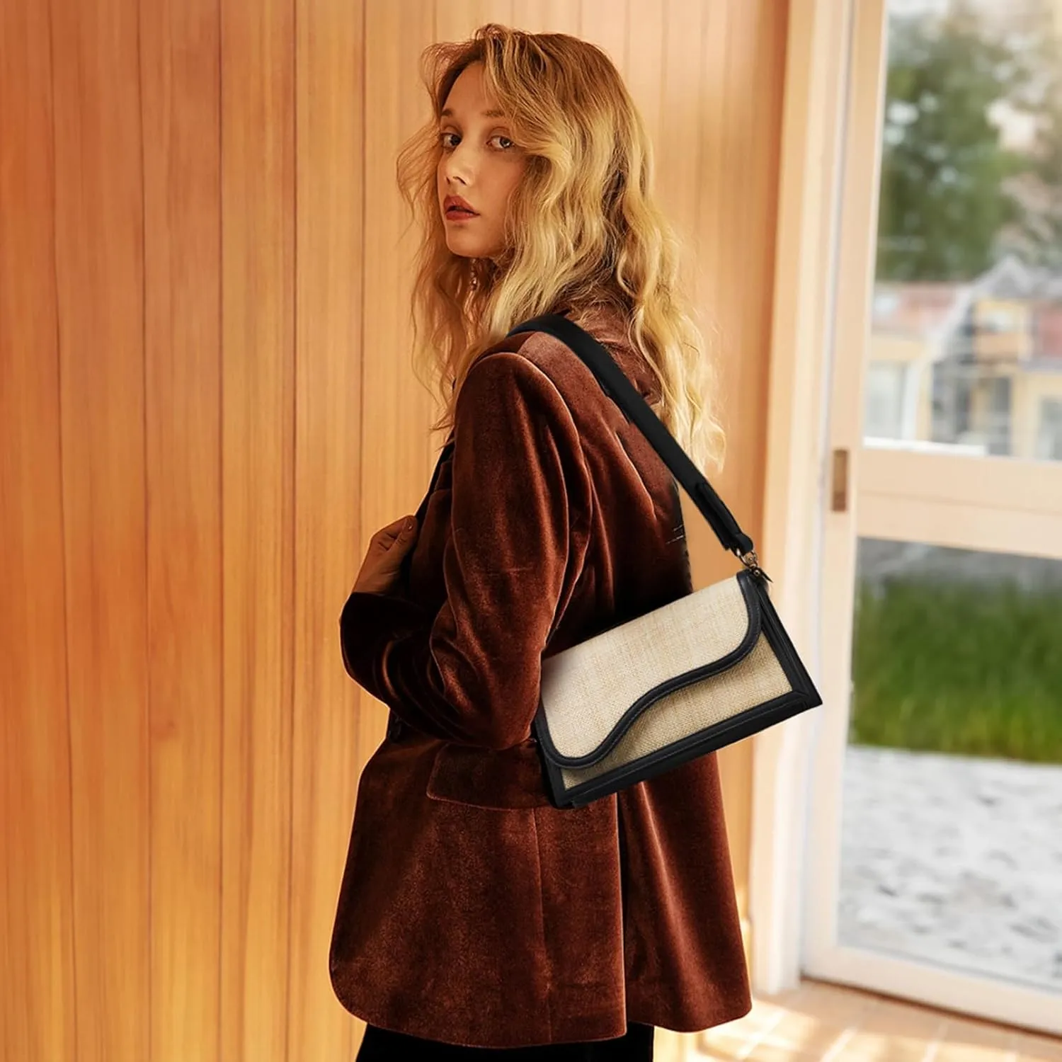 Telena Shoulder Bag for Women Vegan Leather Women's Shoulder Purses Handbags with 2 Removable Strap Crossbody Bag Purses