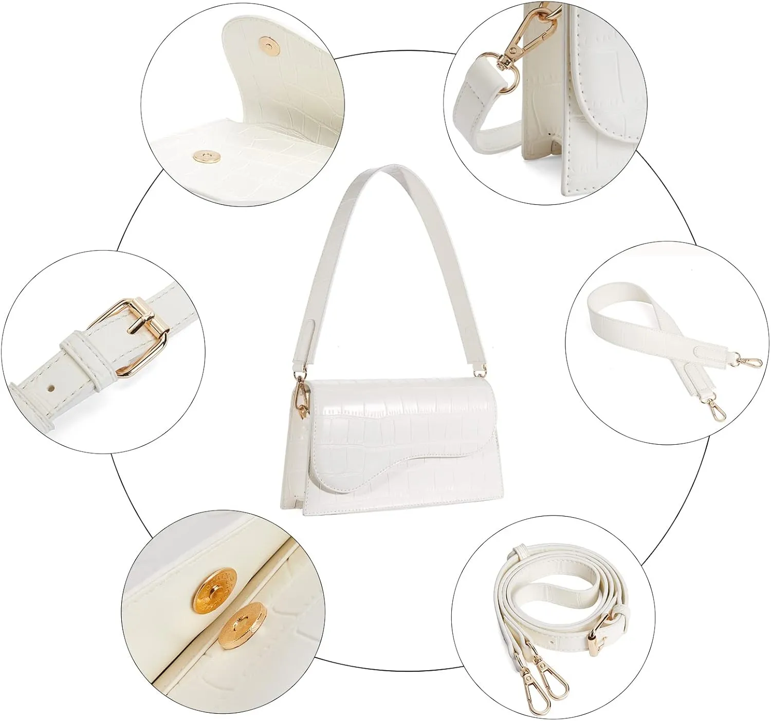 Telena Shoulder Bag for Women Vegan Leather Women's Shoulder Purses Handbags with 2 Removable Strap Crossbody Bag Purses