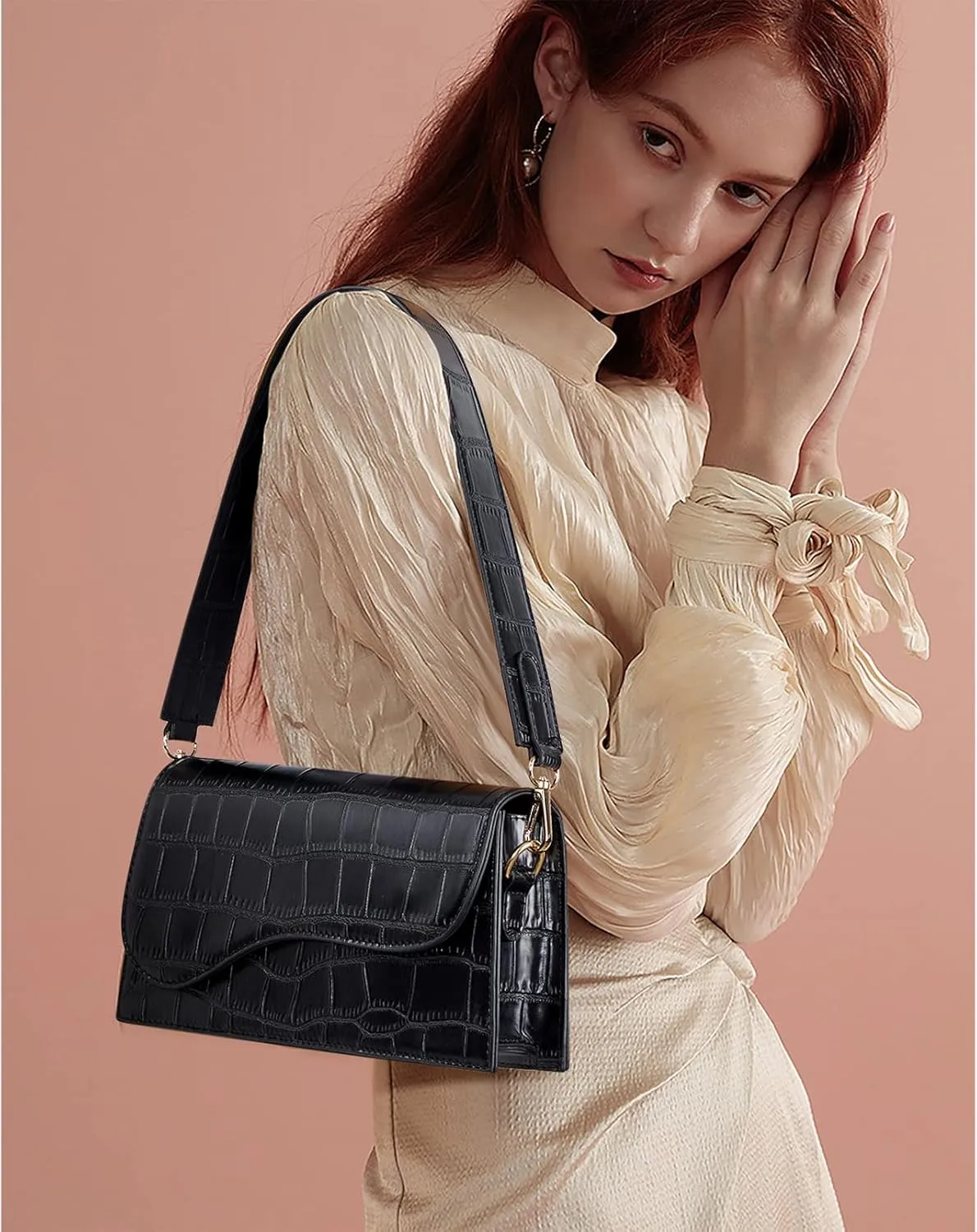 Telena Shoulder Bag for Women Vegan Leather Women's Shoulder Purses Handbags with 2 Removable Strap Crossbody Bag Purses