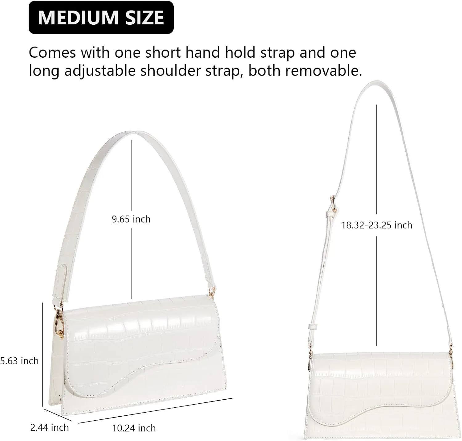 Telena Shoulder Bag for Women Vegan Leather Women's Shoulder Purses Handbags with 2 Removable Strap Crossbody Bag Purses
