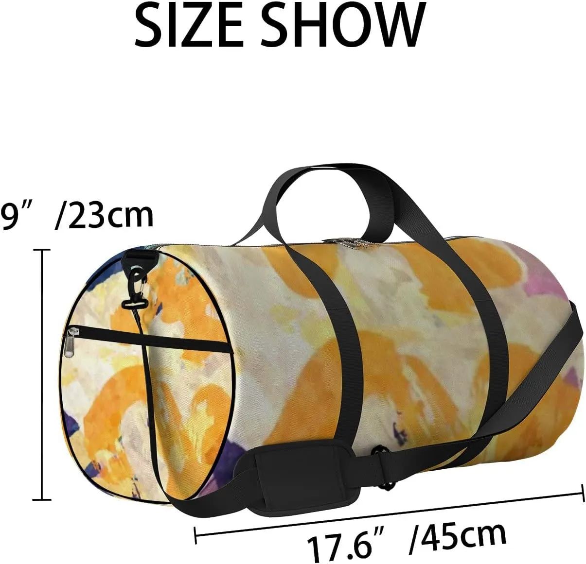 Texture Strokes Colored Paint Blurred Spots Sports Bag Tote Bag Waterproof Gym Bag with Shoulder Strap Zipper 2 Side Pockets for Men and Women, Travel and Storage Shoulder Bag.