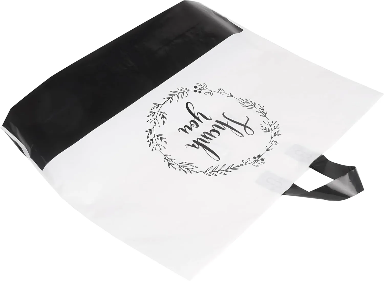 Thank You Bags with Handles | 19x15 60 Pack White 3 Mil Plastic Retail & Boutique Gift Bags