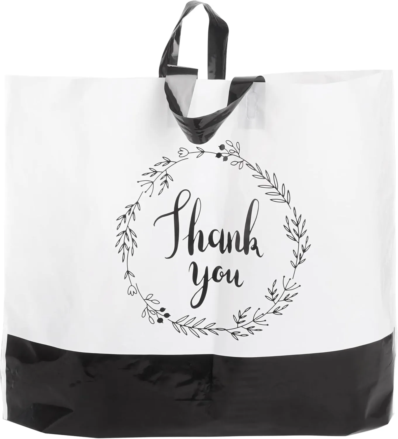 Thank You Bags with Handles | 19x15 60 Pack White 3 Mil Plastic Retail & Boutique Gift Bags