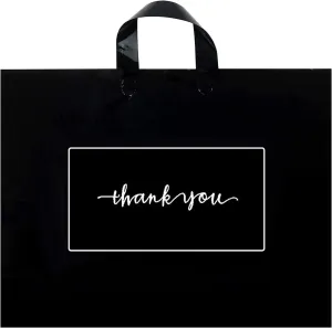 Thank You Merchandise Bags 50Pcs 12x15In Black Thank You Bags Bulk Extra Thick 3.15Mil Bags for Small Business - Large Thank You Shopping Bags for Boutique Retail Bags with Handles