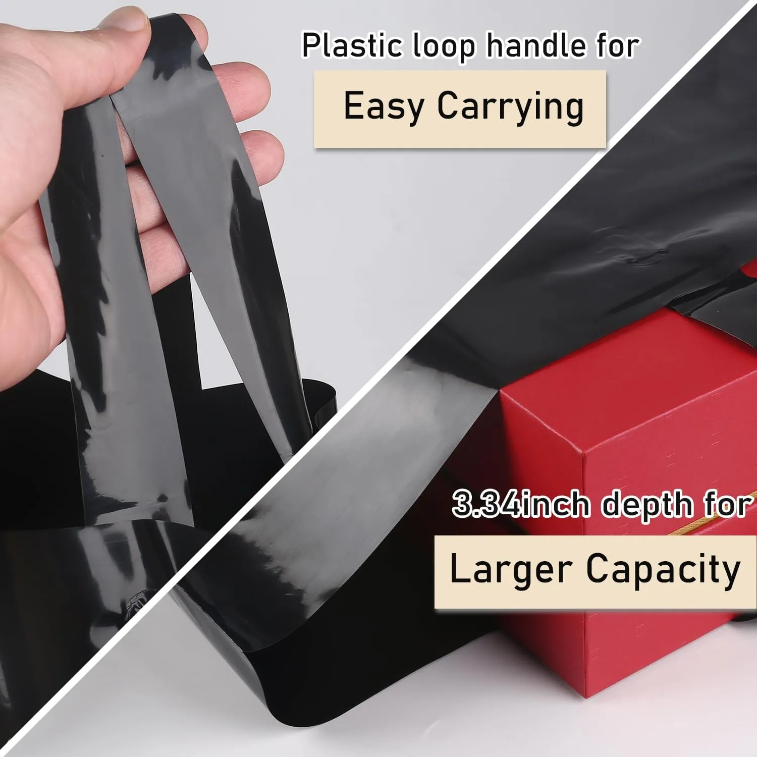 Thank You Merchandise Bags 50Pcs 12x15In Black Thank You Bags Bulk Extra Thick 3.15Mil Bags for Small Business - Large Thank You Shopping Bags for Boutique Retail Bags with Handles
