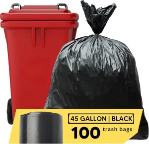 The Original Poop Bags® 45 Gallon Trash Bags, 100 Count – Heavy Duty, Leak-Resistant, Plant-Based Garbage Bags for Pet, Kitchen & Commercial Use – Black