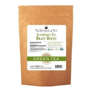 The Republic of Tea Brain Boost Supergreen Tea, 250 Tea Bags, Ginkgo Biloba And Matcha Tea Blend