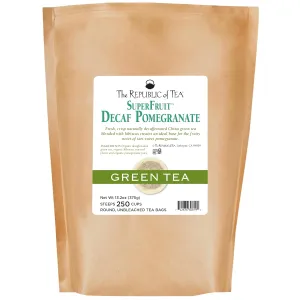 The Republic of Tea Decaf Organic Pomegranate Green Superfruit Tea Bags, 250 Tea Bag Bulk