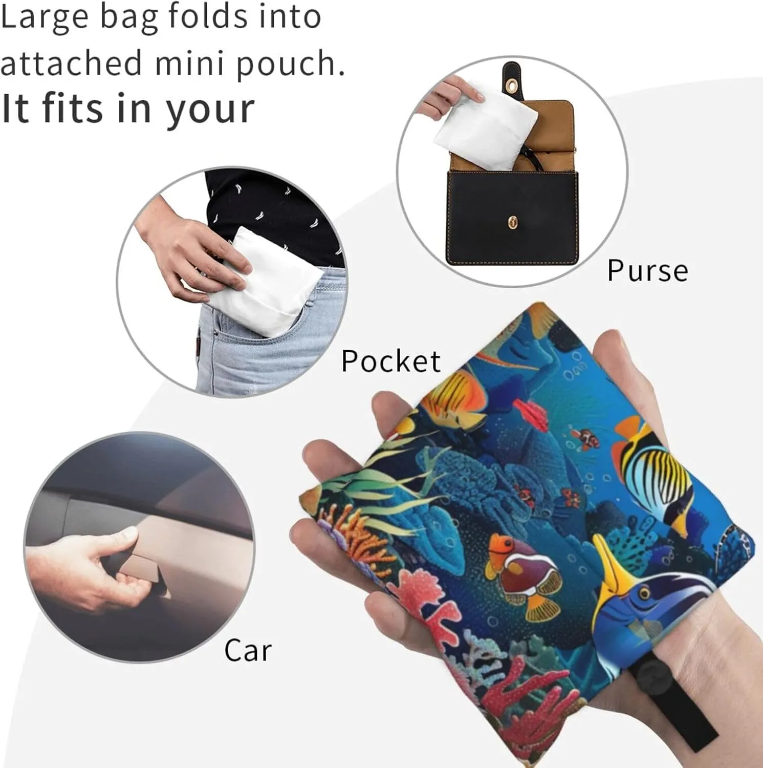 The Underwater World Tropical Fish Shopper Reusable Casual Shoulder Bag for Daily Use