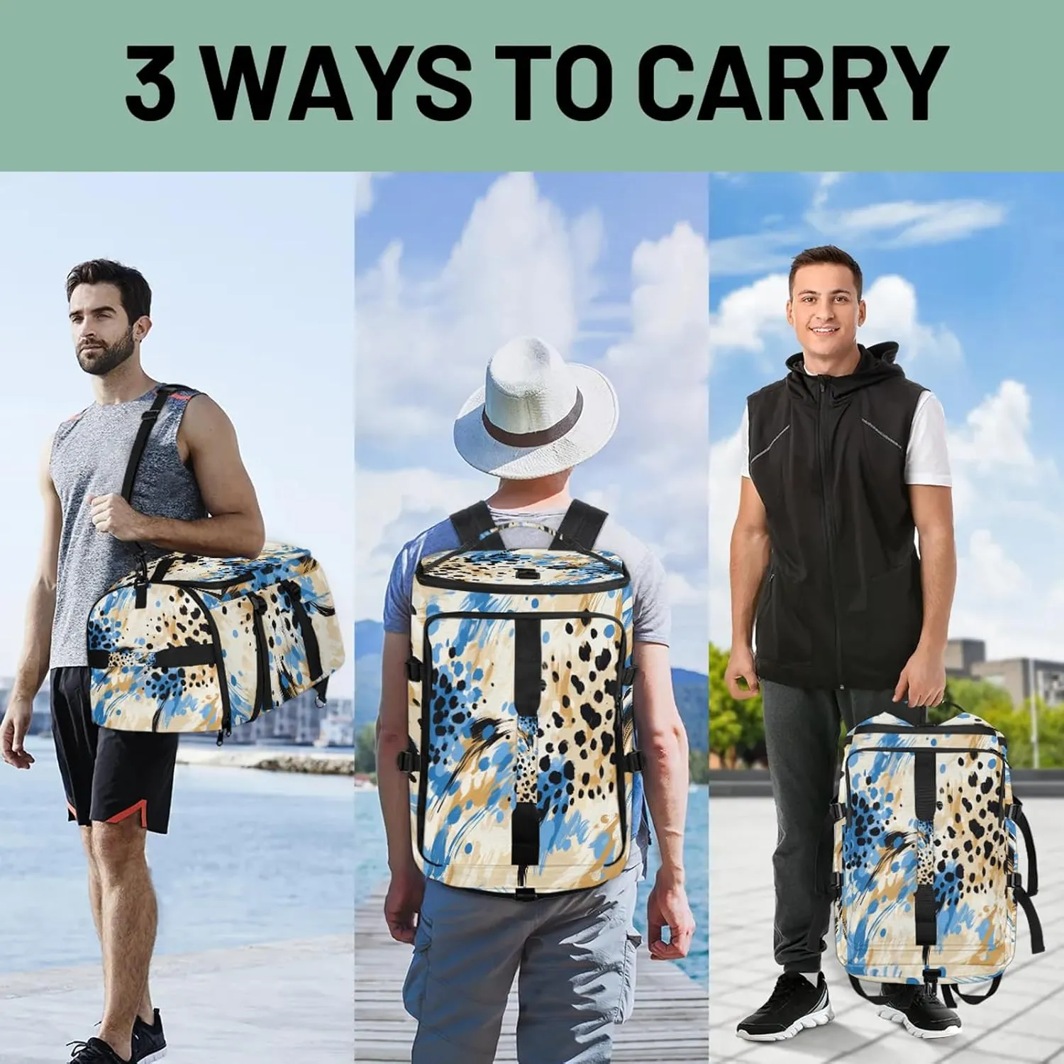 Tiger Animal Skin Gym Bags for Men Women Sports Backpack with Shoe Compartment 3-in-1 Tactical Duffle Bag for Overnight Weekender Travel