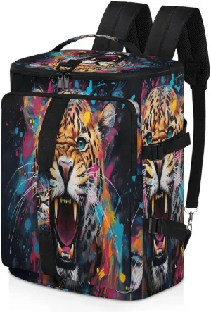 Tiger Print Gym Bags for Men Women Sports Backpack with Shoe Compartment 3-in-1 Tactical Duffle Bag for Overnight Weekender Travel