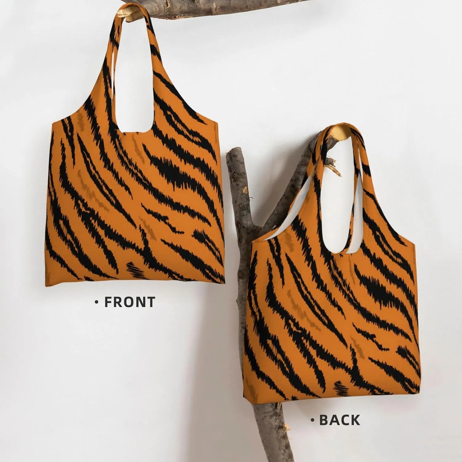 Tiger Stripes Canvas Tote Bags Reusable Shopping Bag Handbag for Shopper Beach Gifts