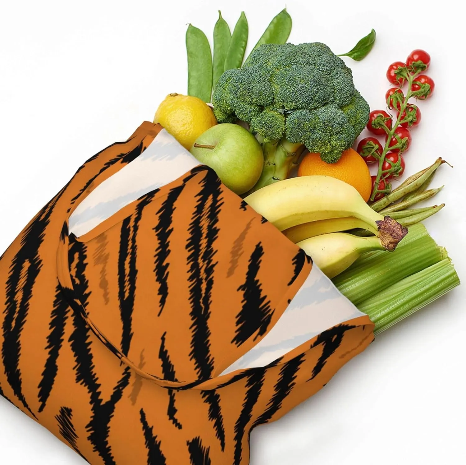 Tiger Stripes Canvas Tote Bags Reusable Shopping Bag Handbag for Shopper Beach Gifts