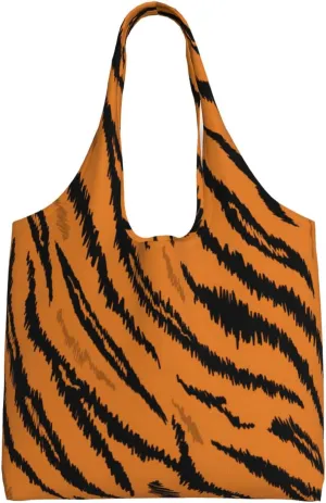 Tiger Stripes Canvas Tote Bags Reusable Shopping Bag Handbag for Shopper Beach Gifts