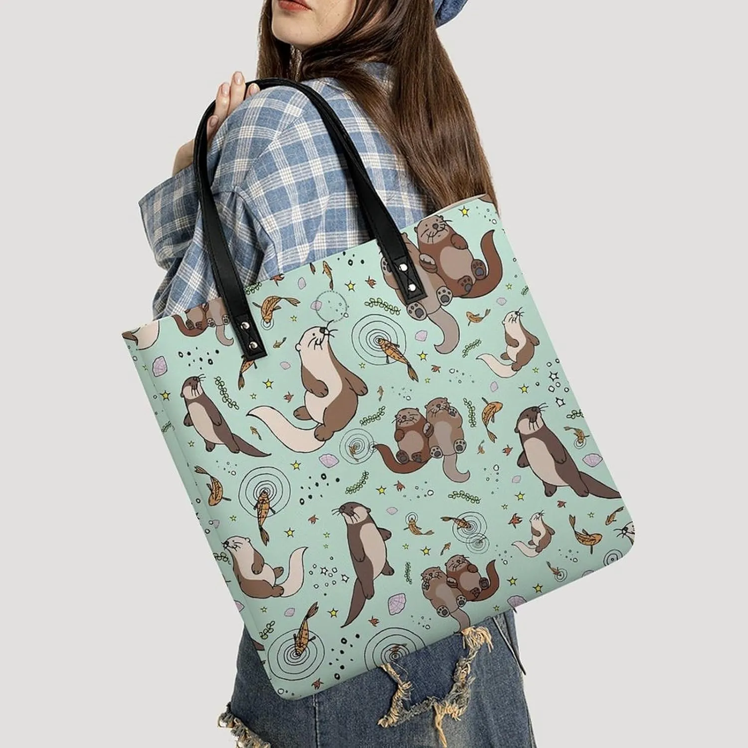 TigerPrint Fashionable All Printed Leather Handbag Unisex