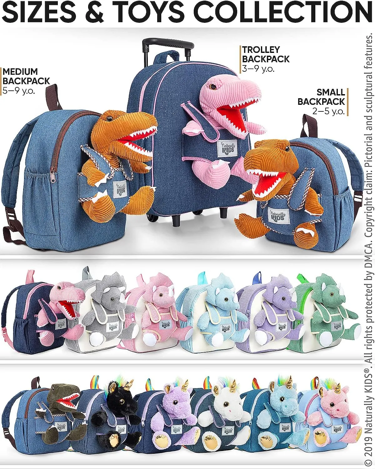 Toddler Luggage w Pink Dinosaur Toys, Kids Rolling Backpack for Girls, Boys, Toddler Suitcase, Gifts for 3 4 5 6 Year Old