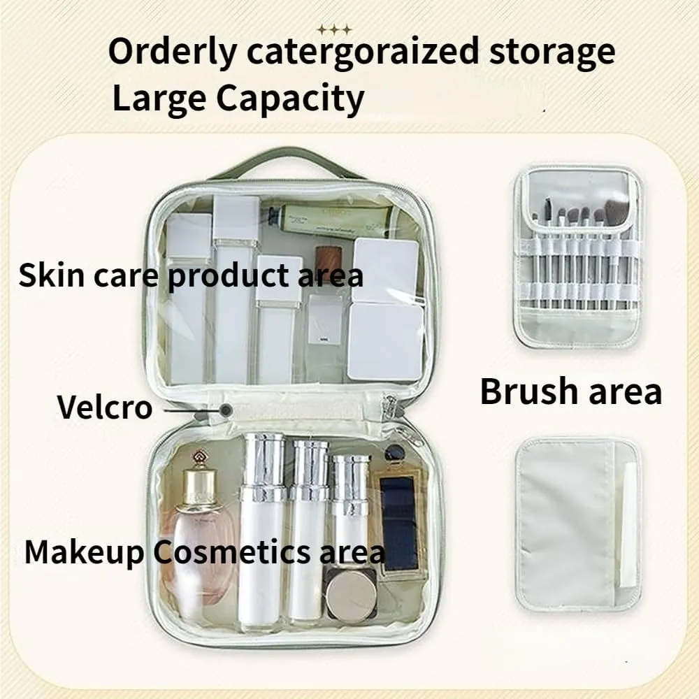 Toiletry Bag for Women Men, Waterproof Makeup Cosmetic Bag Travel Organizer Travel Bag (Green with long handle)