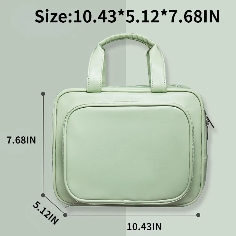 Toiletry Bag for Women Men, Waterproof Makeup Cosmetic Bag Travel Organizer Travel Bag (Green with long handle)