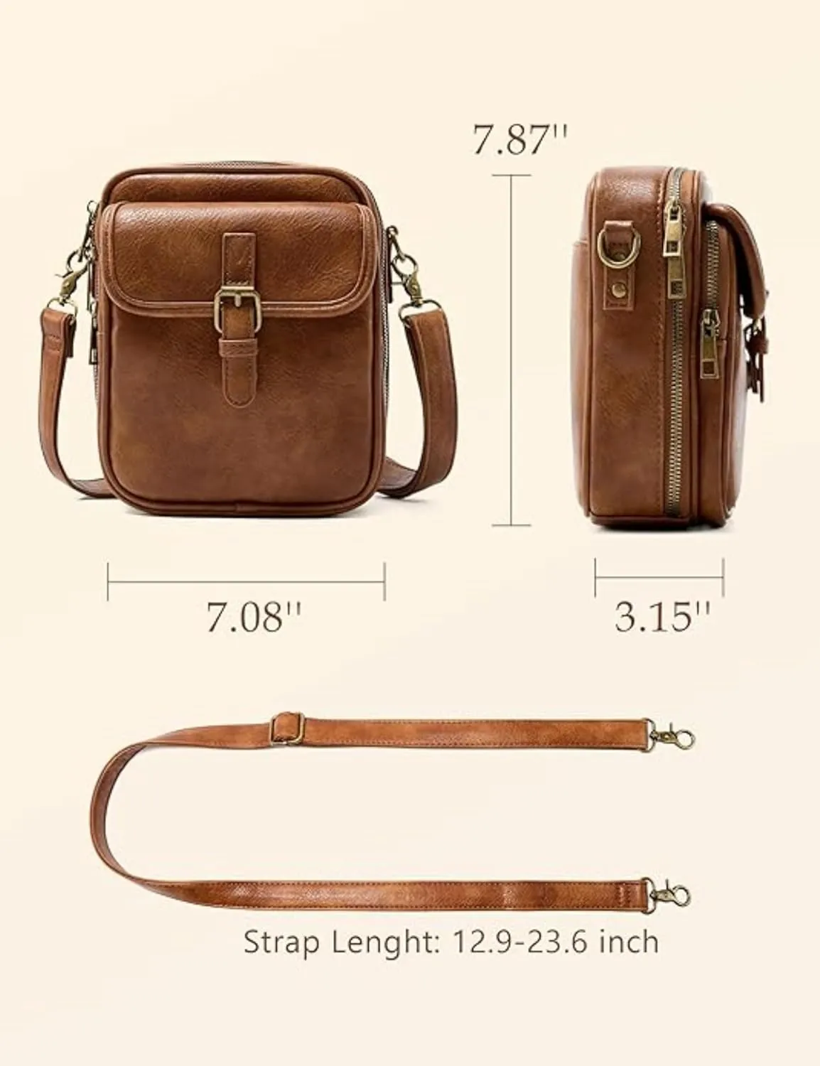 Tojoyride Crossbody Bag, Urvashi Crossbody Leather Bag, Vintage Anti Theft Purse for Women with 10 RFID card inserts