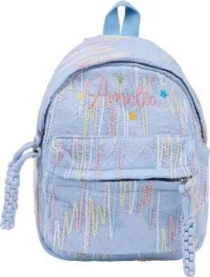 TOMAY Personalized Pink/Blue 3D Color Striped Backpack Embroidery Custom Name Cute Mini Backpack Suitable For Daily Activities