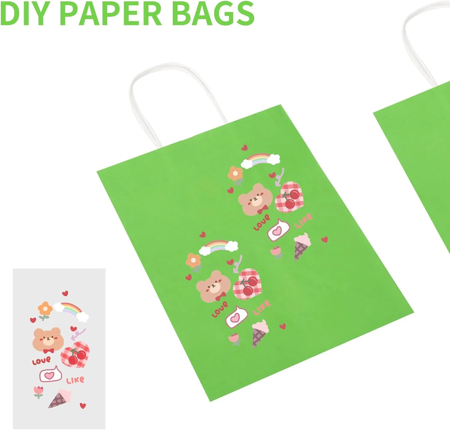 Toovip 50 Pack 8x4.75x10 Inch Medium Grass Green Kraft Paper Bags with Handles Bulk, Gift Bags for Birthday Party Favors Retail Grocery Shopping Business Goody Craft Merchandise Take Out Sacks