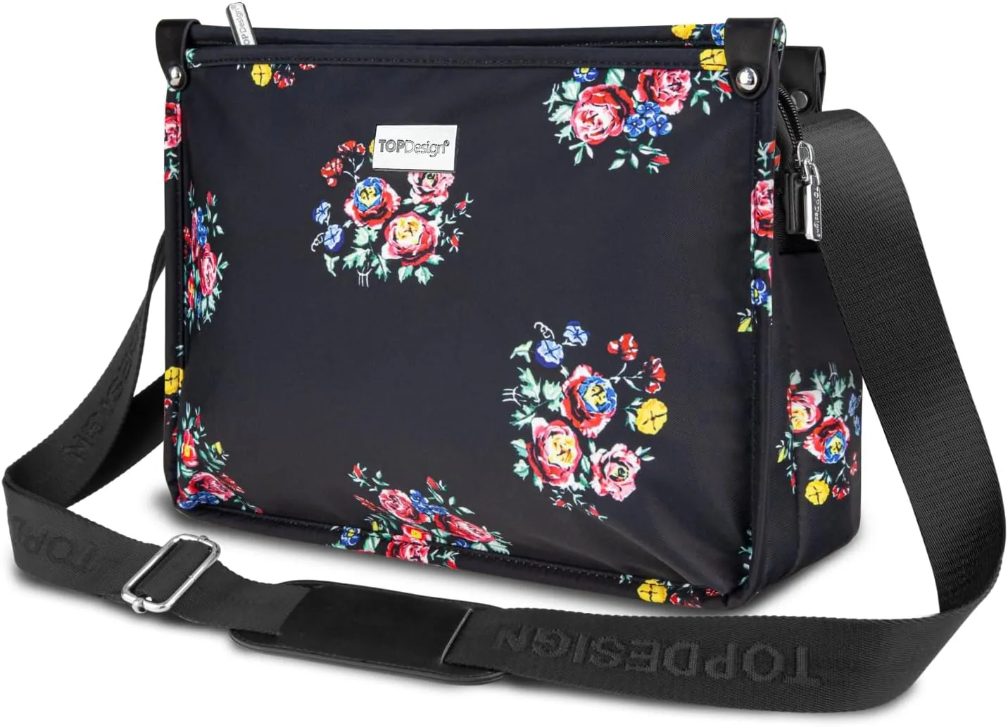 TOPDesign Lightweight Women Crossbody Bag, Shoulder Purse with Multiple Pockets, Triple Zip Handbag with Shoulder Strap
