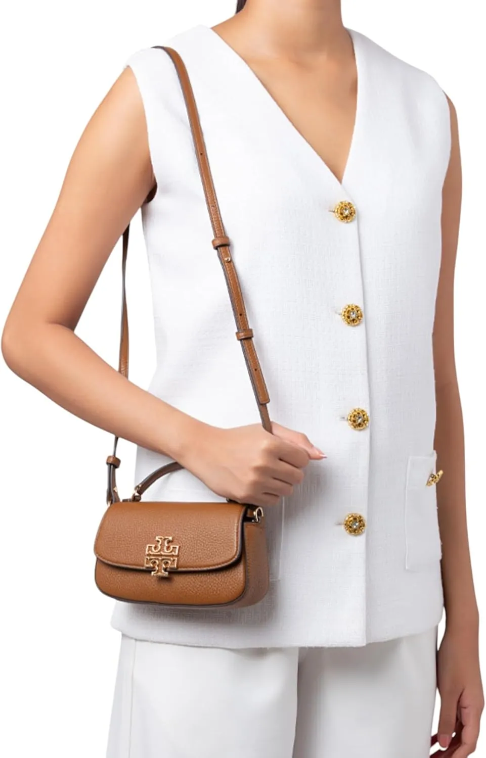 Tory Burch Britten Mini Top Handle Leather Crossbody Bag