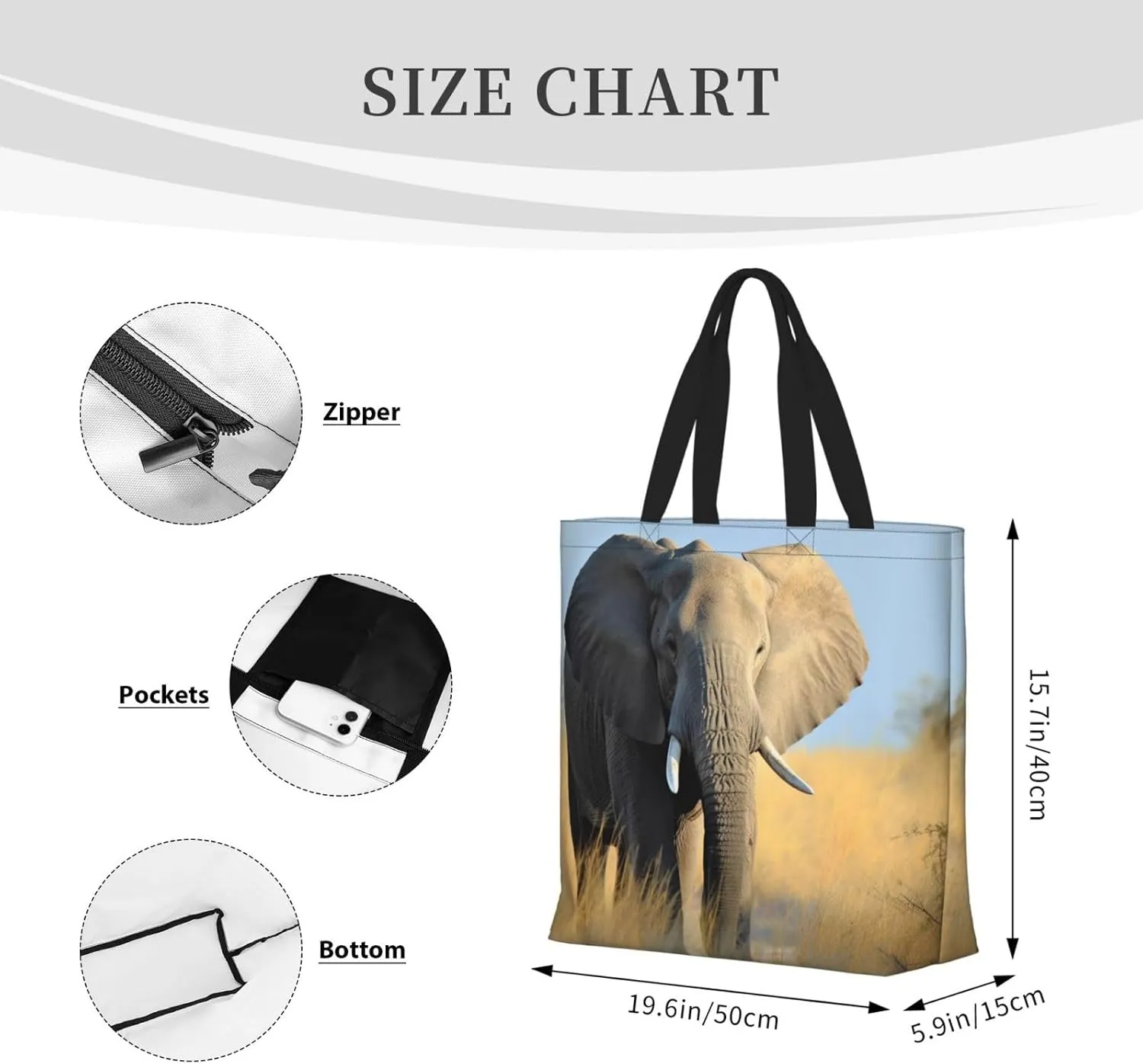 Tote Bag for Women Cupcakes Donuts Shoulder Bag with Zipper Handbag Large Capacity Reusable Grocery Bag