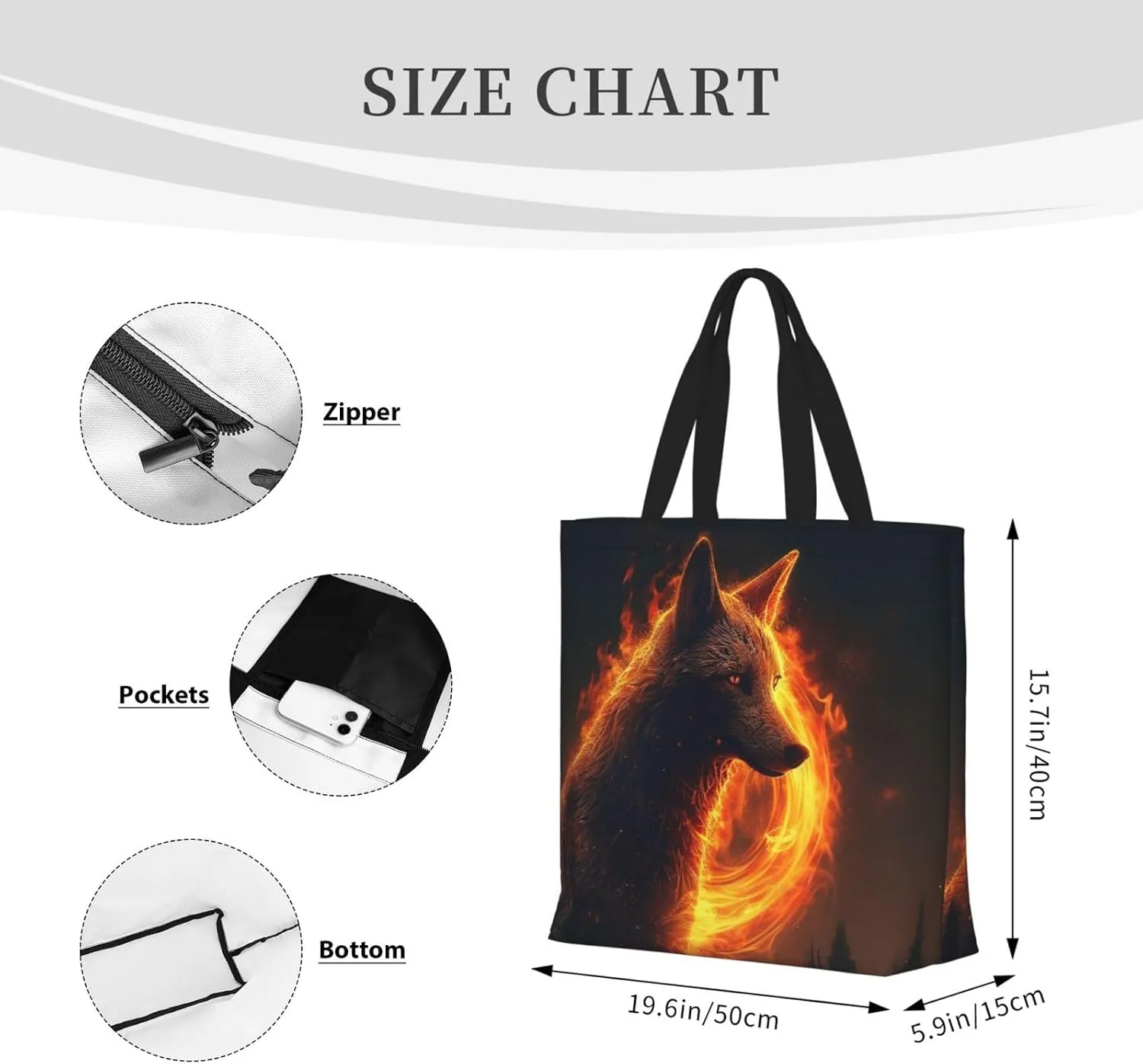 Tote Bag for Women Cute puppy funny Shoulder Bag with Zipper Handbag Large Capacity Reusable Grocery Bag