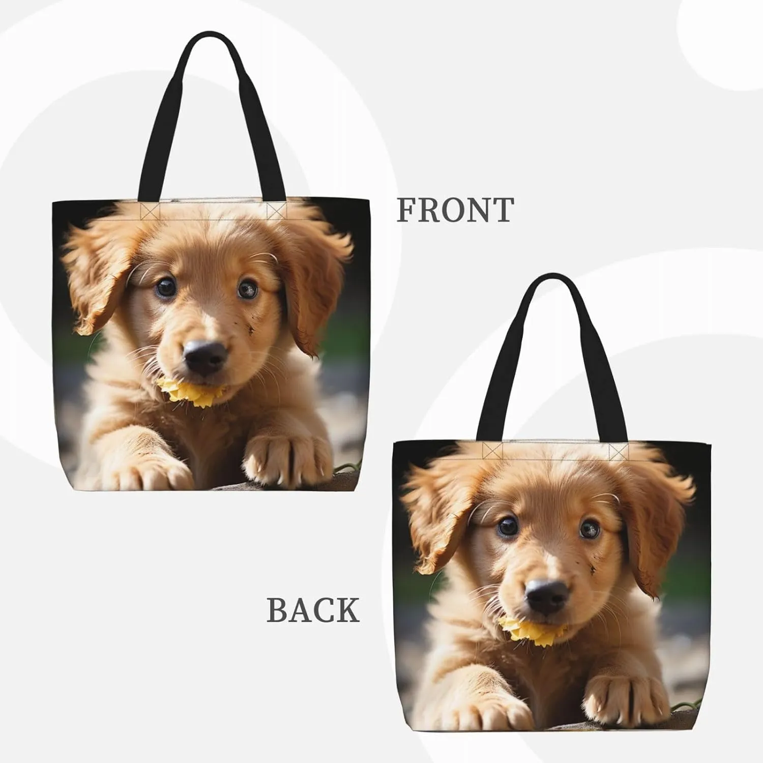 Tote Bag for Women Cute puppy funny Shoulder Bag with Zipper Handbag Large Capacity Reusable Grocery Bag