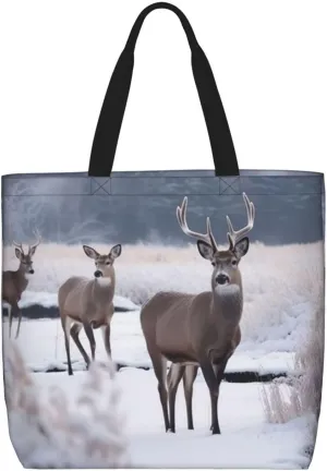 Tote Bag for Women Delicate Brown Pattern Shoulder Bag with Zipper Handbag Large Capacity Reusable Grocery Bag