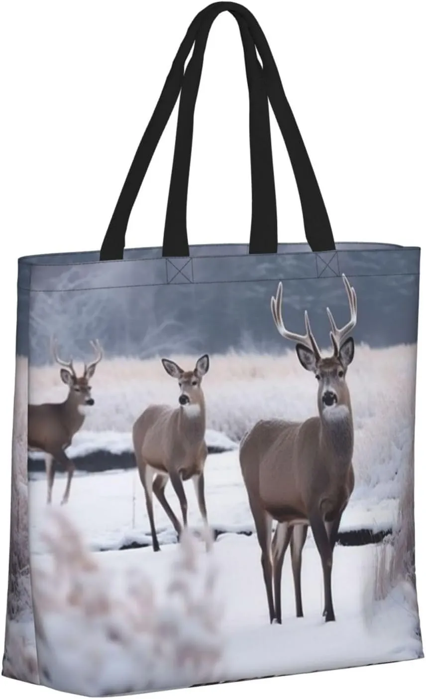 Tote Bag for Women Delicate Brown Pattern Shoulder Bag with Zipper Handbag Large Capacity Reusable Grocery Bag