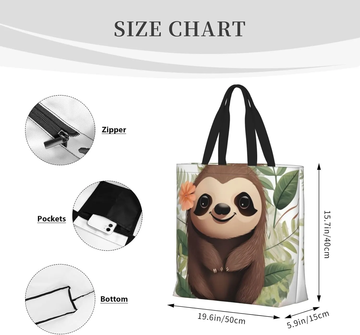Tote Bag for Women dog and a duck Shoulder Bag with Zipper Handbag Large Capacity Reusable Grocery Bag