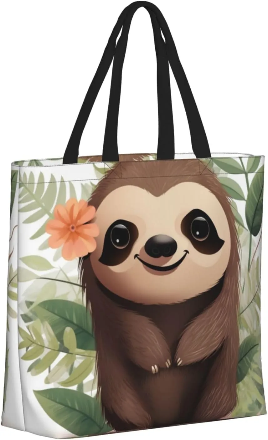 Tote Bag for Women dog and a duck Shoulder Bag with Zipper Handbag Large Capacity Reusable Grocery Bag