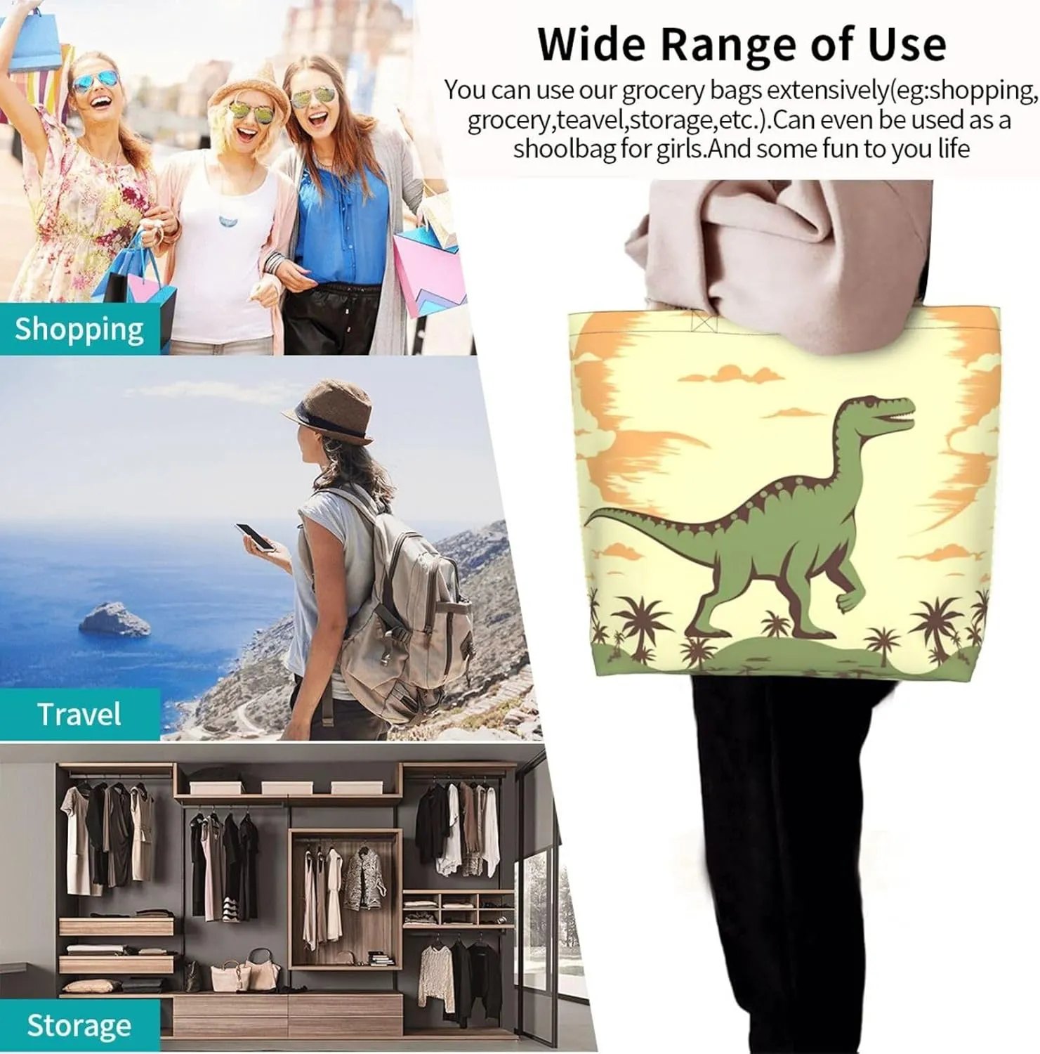 Tote Bag for Women Fairy Tale Castle Grocery Bag Foldable Shopping Bags Reusable Large Tote Bag