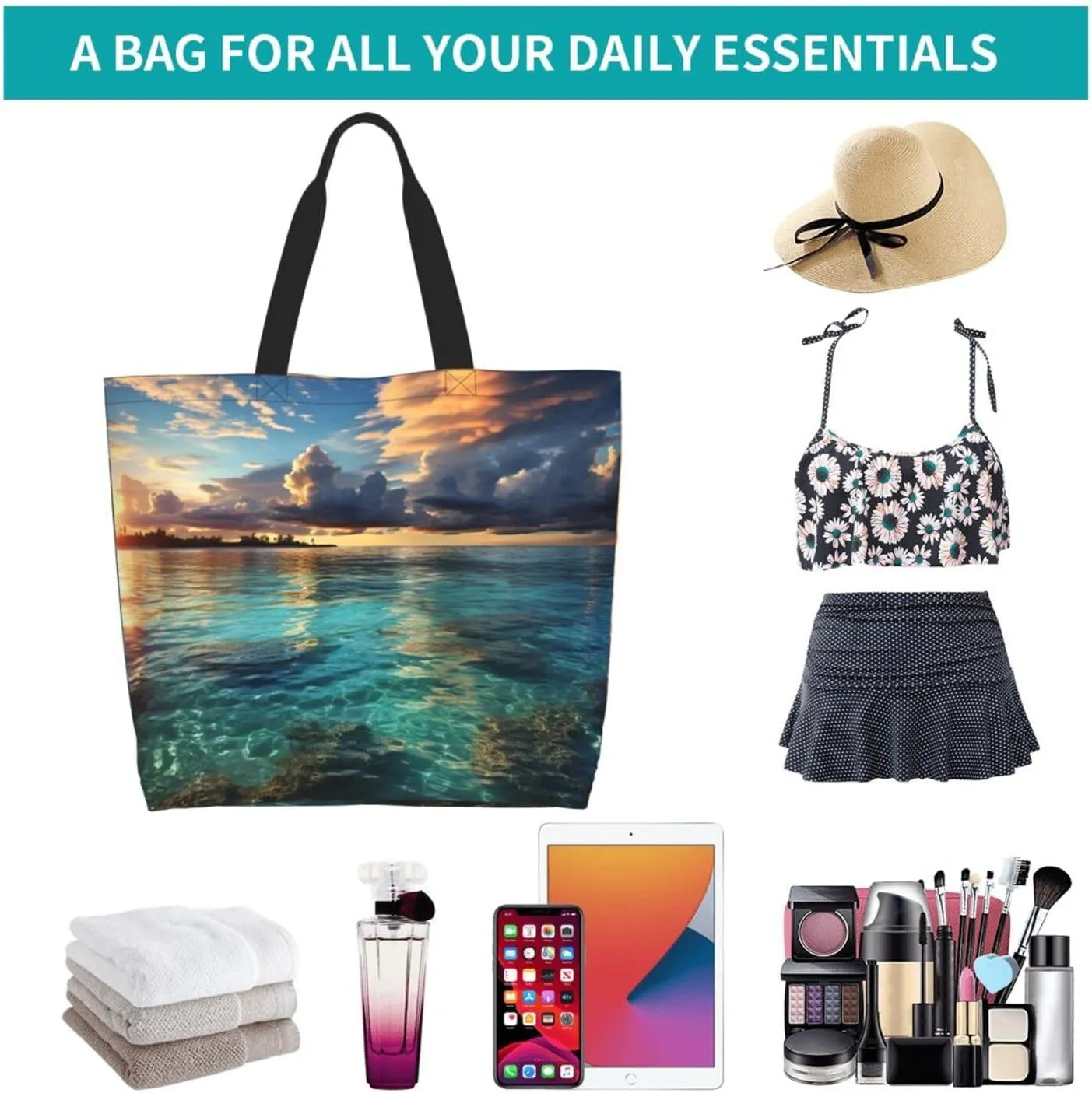 Tote Bag for Women Grocery Bag Reusable Shopping Bag Bird resting on branch Handbag Foldable Shoulder Bag